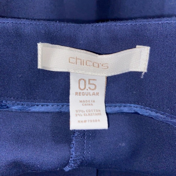 Chicos Pants Womens 0.5 Blue Dark Pockets High Waisted Flared Business Casual - Picture 13 of 14